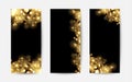 Abstract Background With Gold Sparkles. Shiny Defocused Gold Bokeh Lights On Black Background.