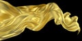 Abstract background of gold wavy silk or satin. 3d rendering image Royalty Free Stock Photo