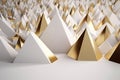 Abstract background with gold and white pyramids. 3D rendering.Generative AI.