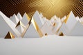 Abstract background with gold and white pyramids. 3D rendering.Generative AI.