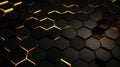 Abstract background with golden hexagons. 3d rendering, 3d illustration. Generative AI