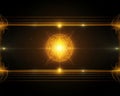 abstract background with golden lines and a golden star on a black background Royalty Free Stock Photo