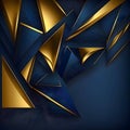 Abstract background with golden and naval blue stripes and triangles