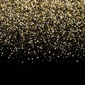 Abstract background. Golden rays of light with luminous magical dust. Glow in the dark. Flying particles of light. Royalty Free Stock Photo