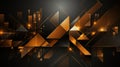 abstract background with golden triangles on black background