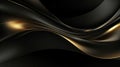 Abstract background with golden waves on black. Neural network AI generated
