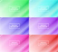 six collections of green, blue, purple, pink, red and white gradient abstract background with frame and diagonal shining Royalty Free Stock Photo