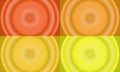 four sets of orange, gold and yellow circle radial gradient abstract background