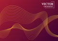 Abstract background with gradient texture, geometric pattern with lines. Violet and red gradient with ornate in the form of waves