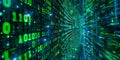 Abstract background of green binary code streaming in a digital environment Royalty Free Stock Photo