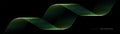 Abstract background with green color glowing geometric wavy spiral lines particle. Modern minimal trendy shiny lines pattern.