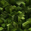 Abstract background of green cubes in various colors and textures (tiled)