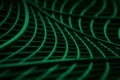 Abstract background with green molded plastic curved geometric 3d lines portraying wired connection