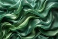 Abstract background of green silk or satin with smooth folds, beautiful silky wavy drapery, generative ai Royalty Free Stock Photo