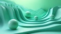 Abstract background green waves with spheres, colored shiny background Royalty Free Stock Photo