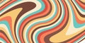 Abstract background of groovy Wavy spiral line design in 70s Hippie Retro style