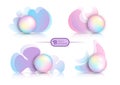 Abstract Background group rainbow colored balls with flat shapes and wavy lines vector illustration