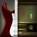 Abstract background with guitar and retro radio Royalty Free Stock Photo