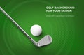 Abstract background with halftone texture, circles and golf ball and metal club
