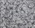 Abstract background of hand drawn doodles. Curly waves and lines. Royalty Free Stock Photo