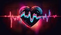 abstract background with heart and electrocardiogram - 3d illustration Royalty Free Stock Photo