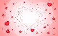 Abstract background of hearts on light red