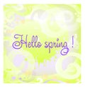 Abstract background Hello spring with swirls . Banner. Cover. Gift card .