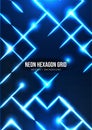 Abstract background hexagon neon light grid