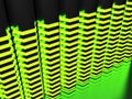 Abstract background with hexagonal green lighted bars - 3D rendering illustration