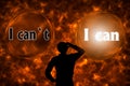 Abstract background with I can, I cant concept. Thinking, Success and Creativity. 3d illustration Royalty Free Stock Photo