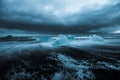 Abstract background of ice and sea with stunnig sky during winter