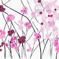 Abstract background, illustration with abstract roses, rosebush, paint strokes and splashes