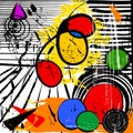 Abstract modern art of the 1920`s with stripes and circles, vintage/retro geometric design, grungy