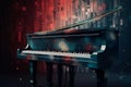 Abstract background illustration of a piano with grunge noise and colorful texture. Music industry theme. Generative AI