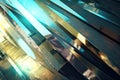 abstract background image with a futuristic feel, featuring metallic elements and a cool color palette Generative AI