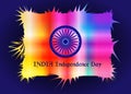 Happy Indian Independence Day celebration. Abstract background of Indian colors and symbol of the wheel of dharma, Ashoka Wheel