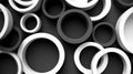 Abstract background with interlocking white and gray rings creates a modern and sophisticated visual texture featuring three Royalty Free Stock Photo