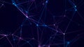 Abstract background with interweaving of colored lines and dots. Network connection structure. Data exchange. 3D Royalty Free Stock Photo