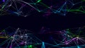 Abstract background with interweaving of colored lines and dots. Network connection structure. Data exchange. 3D Royalty Free Stock Photo