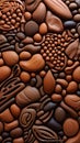 An abstract background like a dish made of chocolate candy cocoa and nuts, showcasing the unique pattern created by the Royalty Free Stock Photo
