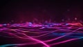 abstract background with lines A dark canvas with bright neon lines and particles