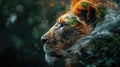 Abstract background of Lion face with nature, A Lion as Earth, Generative AI Royalty Free Stock Photo