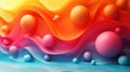 Abstract background, lots of colorful balls and bubbles, multicolored modern art wallpaper