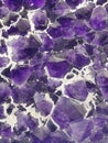 Abstract background made of amethyst crystals extreme close-up. Top view.