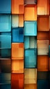 Abstract background made of blue and orange glass cubes. 3d render. Generative AI Royalty Free Stock Photo