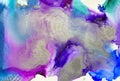 An abstract background made from blue, purple, pink, green and silver alcohol inks and a silver, metallic alloy using an air brush