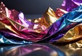 Abstract background made of crumpled foil, Reflection of multicolors with mirror shine and refractions, Royalty Free Stock Photo