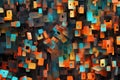 Abstract background made of cubes in different shades of orange and blue Royalty Free Stock Photo