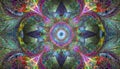 Abstract background made with kaleidoscopic effect. Kaleidoscope toy. Fractal Mirror. Multicolor geometric structure
