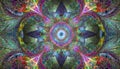 Abstract background made with kaleidoscopic effect. Kaleidoscope toy. Fractal Mirror. Multicolor geometric structure